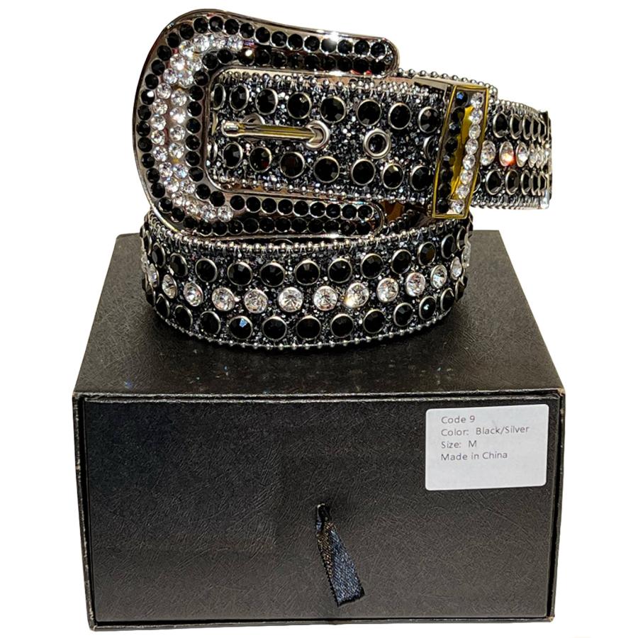 LUXE BELT CRYSTAL Black x Silver 黒 ブラック シルバー ライン