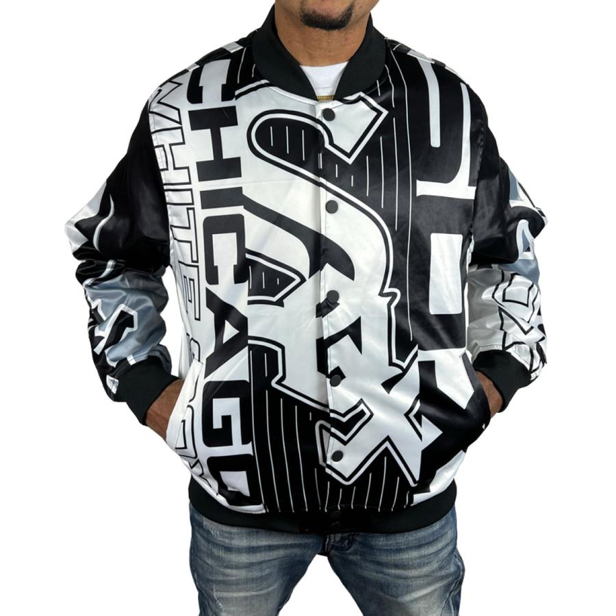 ホワイトソックス サテン ジャケット スタジャン WHITE SOX 白 ホワイトソックス サテン ジャケット スタジャン WHITE SOX 白
