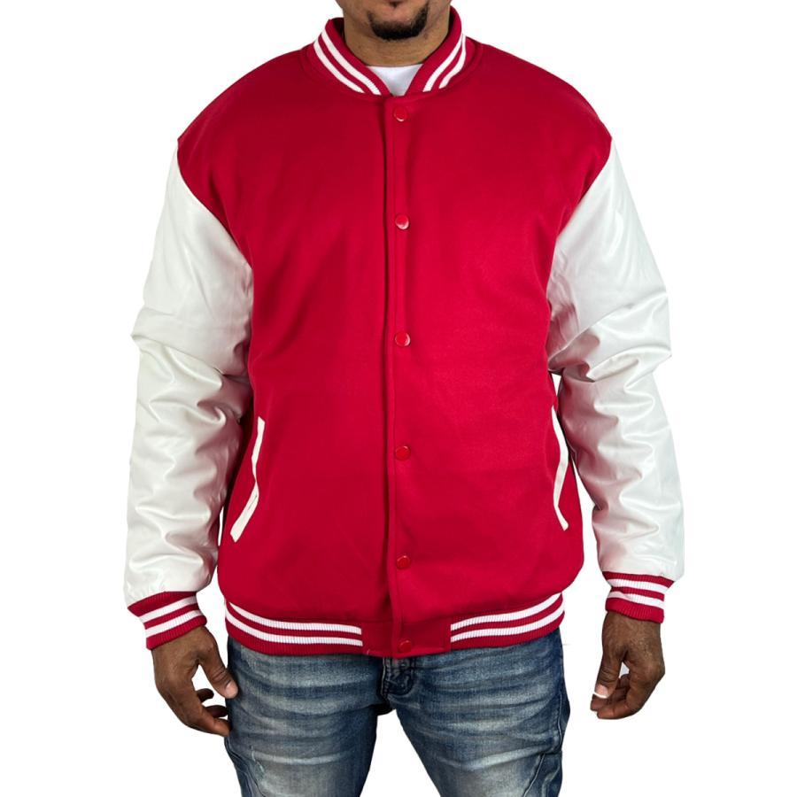 スタジャン ジャケット アウター メンズ レディース 赤 白 レッド ホワイト 男女兼用 無地 シンプル Jk532 Jk532 New Edition 通販 Yahoo ショッピング