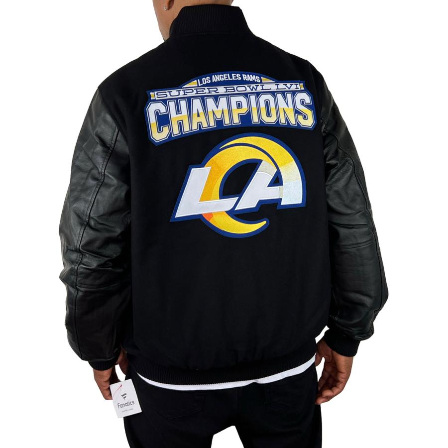 FANATICS RAMS 2022 Champion Reversible ジャケット ラムズ NFL アメフト メンズ 本革 黒 ブラック ロサンゼルスラムズ ファナティクス ●jk558｜neweditionhiphop｜04