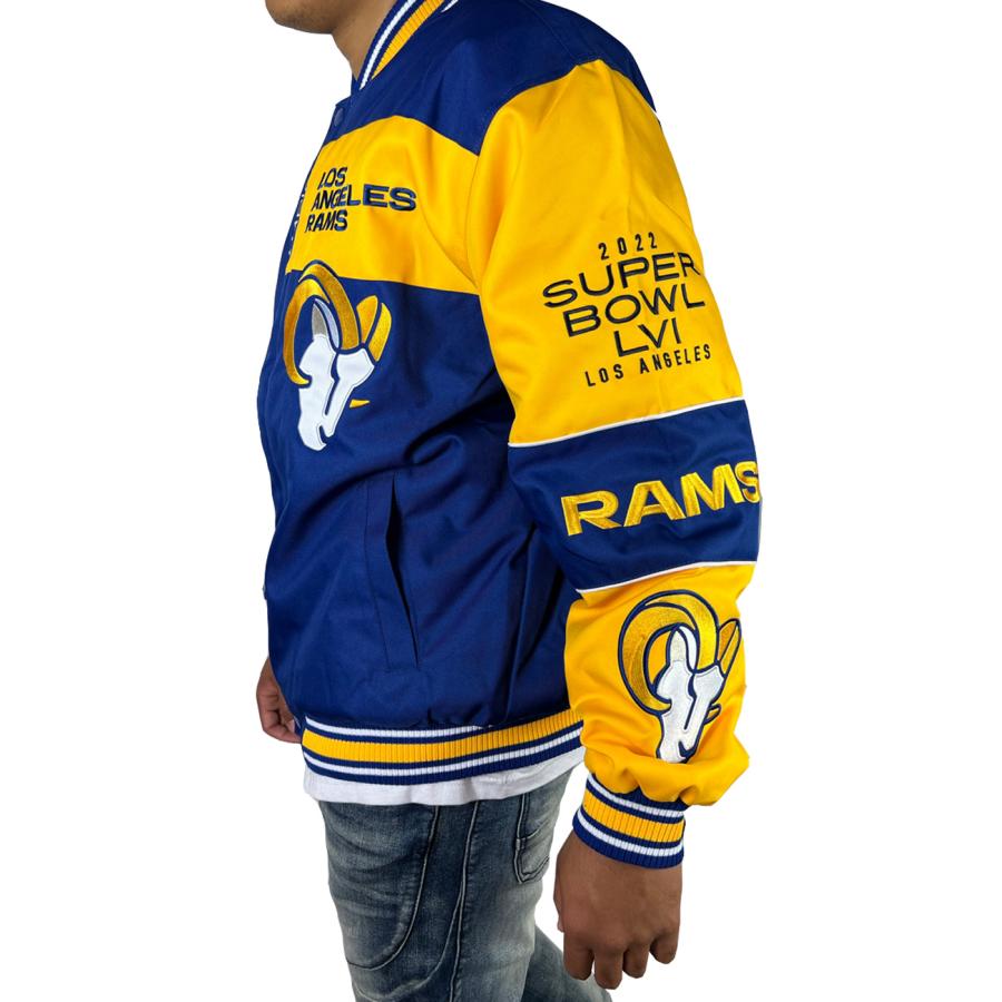 FANATICS RAMS 2022 Championモデル ジャケット ラムズ NFL メンズ 青 黄色 ブルー イエロー ロサンゼルスラムズ ファナティクス ●jk562｜neweditionhiphop｜03