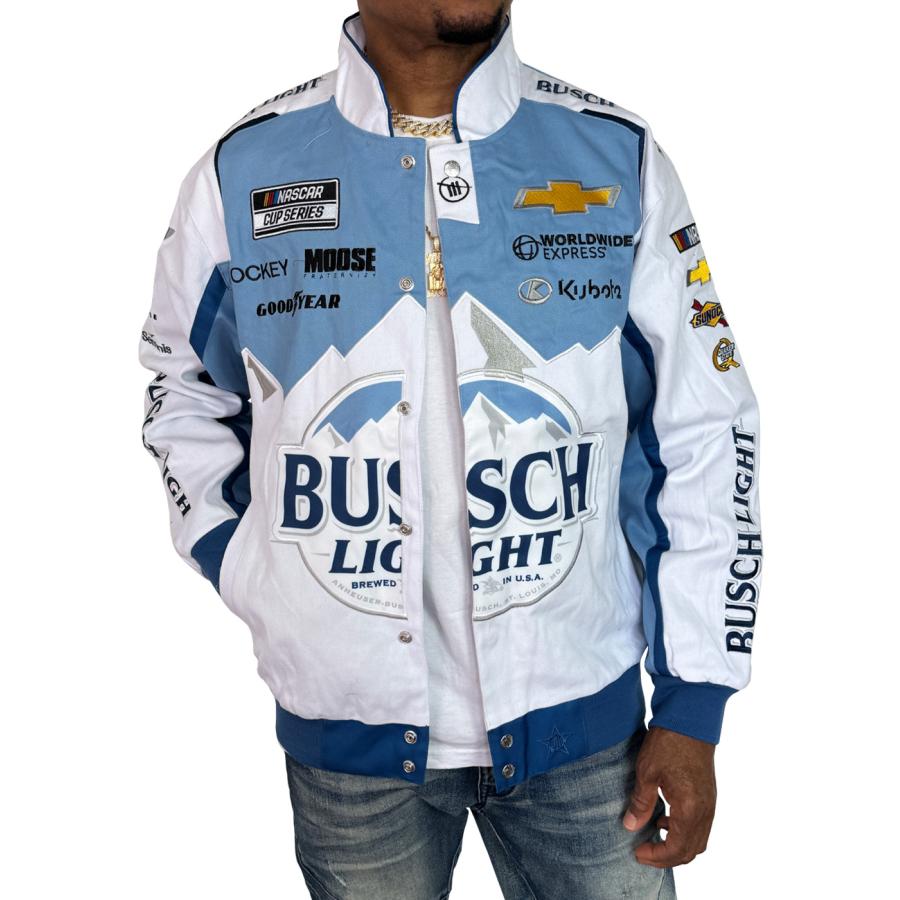 JH Design NASCAR Twill Jacket BUSCH LIGHT ブッシュライト ナスカー 白 ホワイト 水色 ツイル ...