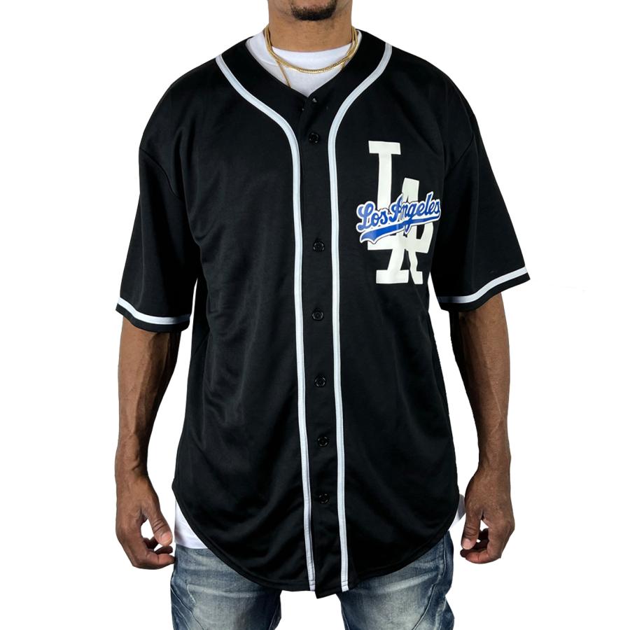 LA Dreamz ベースボールシャツ 黒 ブラック 白 ホワイト メンズ トップス はおり ストリート 大きい ルーズ js77 js77