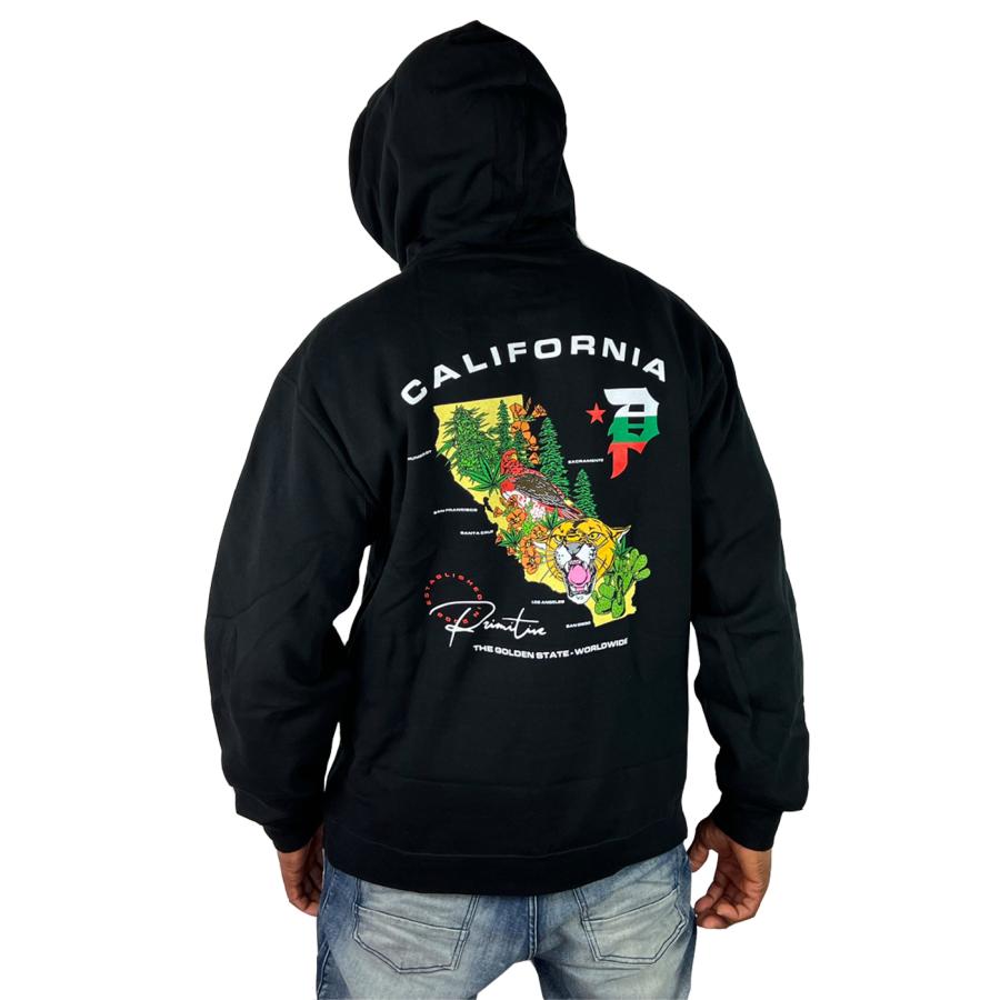 PRIMITIVE Golden State HOODIE CALIFORNIA 都市 地図 エリア マップ プリミティブ プルオーバー フーディ かぶり パーカー バックプリント 黒 ブラック ●pk911｜neweditionhiphop｜04