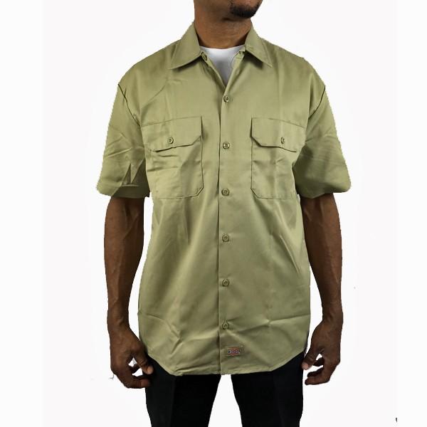 ディッキーズ 半袖 ワークシャツ Dickies カーキ USAモデル メンズ 大きい 1574 ボタンダウン●sb38｜neweditionhiphop