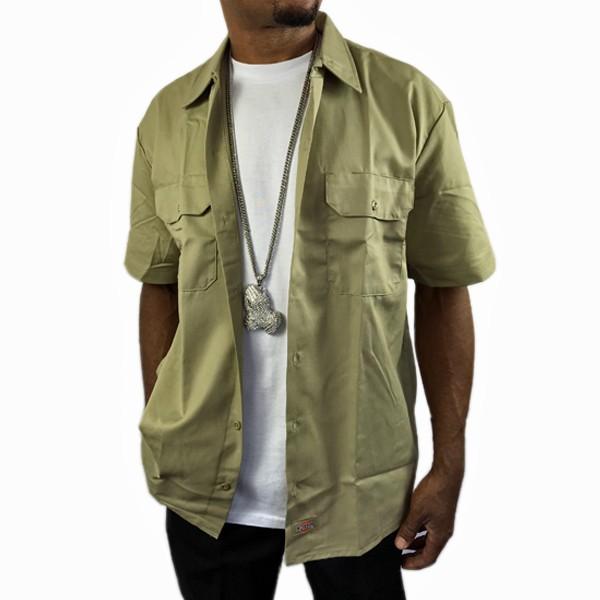 インポートライン ディッキーズ 半袖 ワークシャツ Dickies カーキ USA
