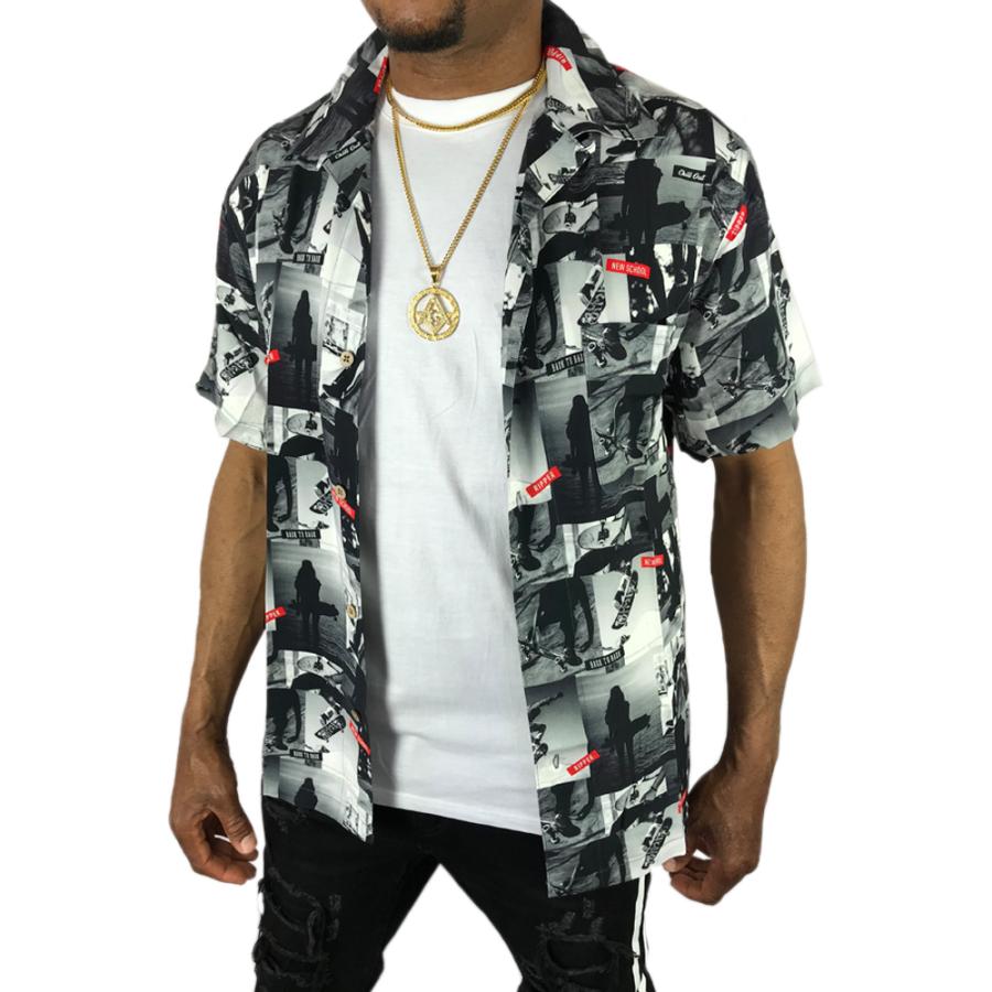アロハシャツ ボタンシャツ 半袖 大きい メンズ レディース 春夏 カジュアル プリント スケーター フォト モノクロ 白黒 グレー Sb75 Sb75 New Edition 通販 Yahoo ショッピング