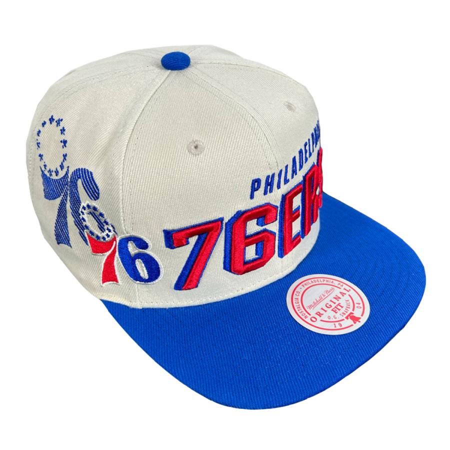 Mitchell&Ness フィラデルフィア セブンティシクサーズ 76ers スナップバック キャップ 白 ホワイト 青 ブルー ミッチェルアンドネス ●sc521｜neweditionhiphop｜02