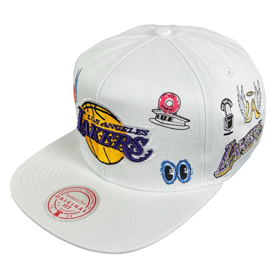 Mitchell&Ness LAKERS スナップバック キャップ 白 ホワイト アイコン