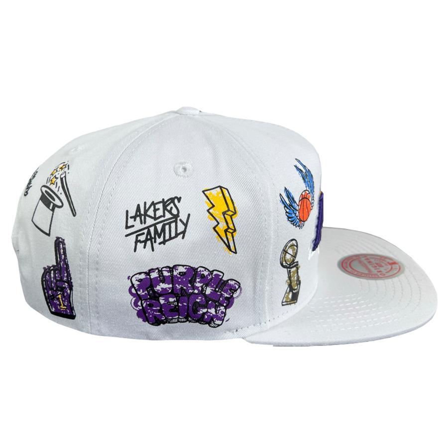 Mitchell&Ness LAKERS スナップバック キャップ 白 ホワイト アイコン