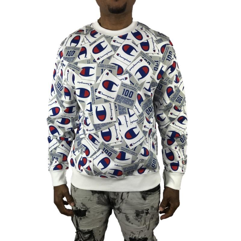 Champion チャンピオン トレーナー 100周年記念 総柄 スウェット メンズ トップス 大きい ロゴ Ll Champion 秋冬 白 ホワイト Tn117 Tn117 New Edition 通販 Yahoo ショッピング