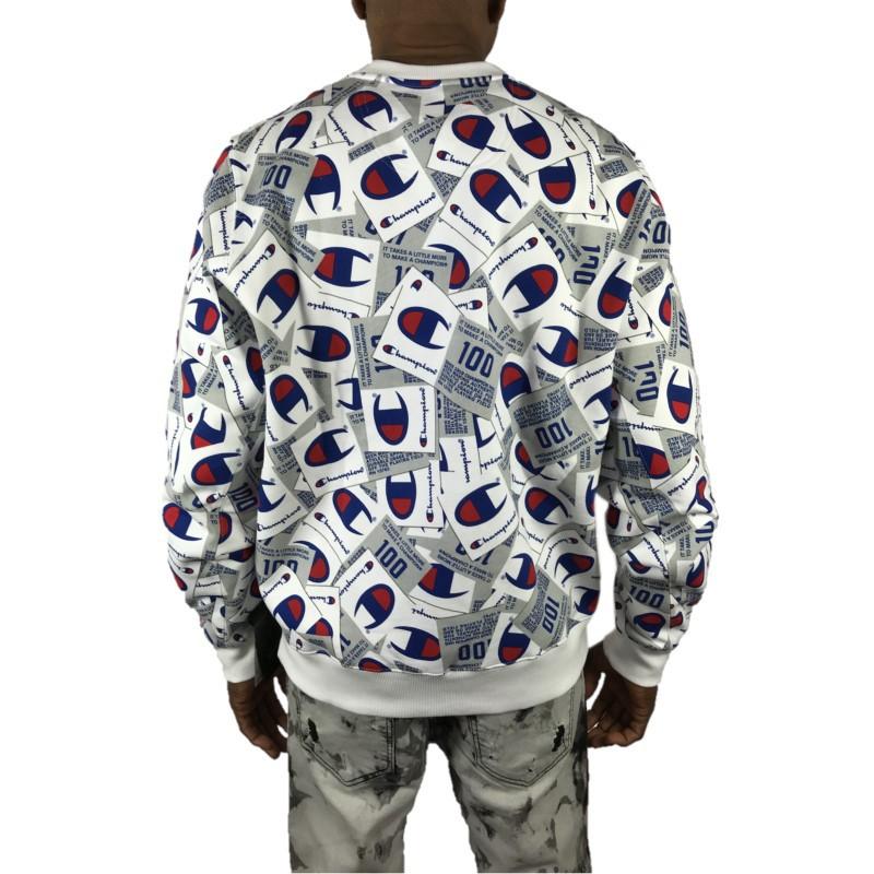 Champion チャンピオン トレーナー 100周年記念 総柄 スウェット メンズ トップス 大きい ロゴ Ll Champion 秋冬 白 ホワイト Tn117 Tn117 New Edition Hiphop 通販 Yahoo ショッピング