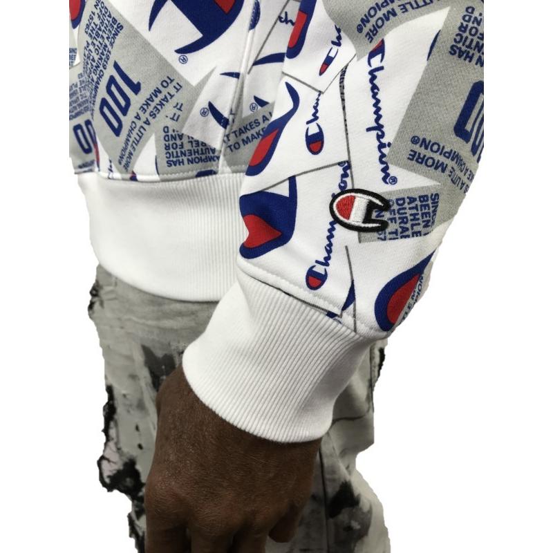 Champion チャンピオン トレーナー 100周年記念 総柄 スウェット メンズ トップス 大きい ロゴ Ll Champion 秋冬 白 ホワイト Tn117 Tn117 New Edition Hiphop 通販 Yahoo ショッピング