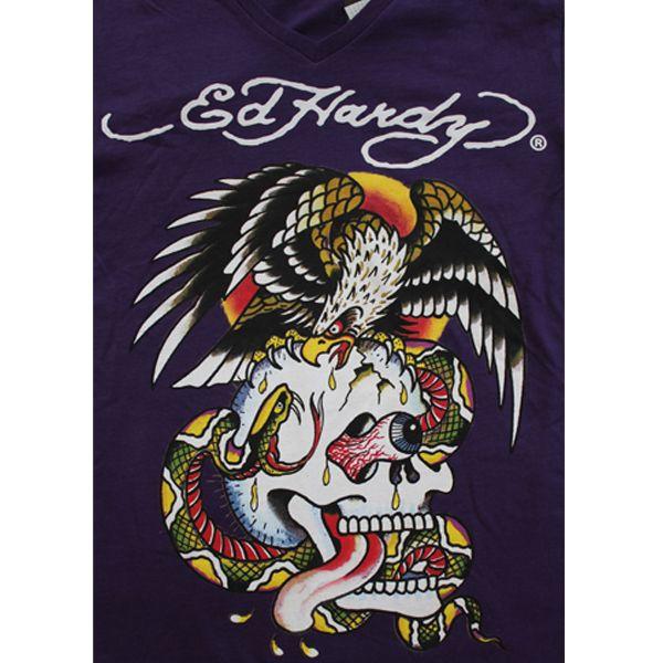 ED HARDY　Tシャツ　Vネック　紫　グレープ　スカル　メンズ　半袖　エドハーディー ●TS-２３０｜neweditionhiphop｜03