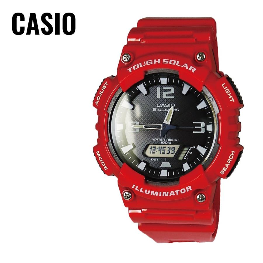 【カシオ純正箱付き】CASIO カシオ STANDARD スタンダード AQ-S810WC-4A タフソーラー ブラック×レッド 海外モデル 腕時計 送料無料｜newest
