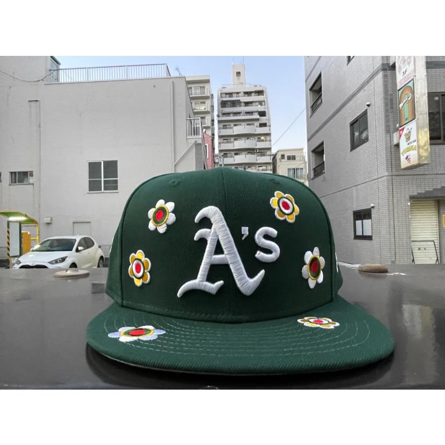 NEW ERA 59FIFTY MLB Flower Embroidery オークランド・アスレチックス ダークグリーン 13751121