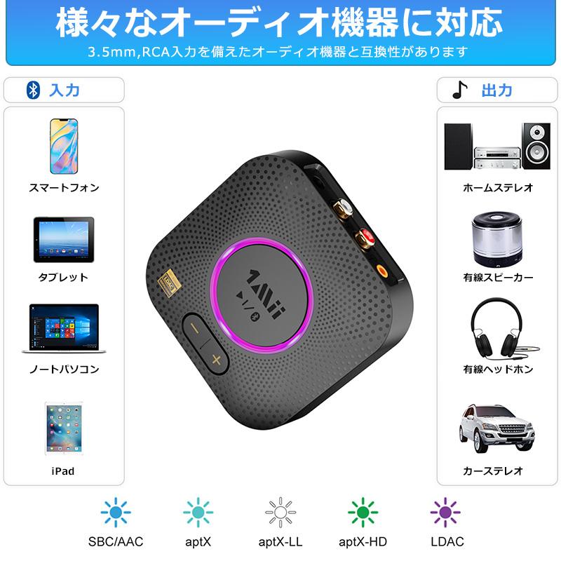 Bluetooth オーディオ レシーバー LDAC ブルートゥース ワイヤレス 受信機 アダプター 無線 Hi-Fi ハイレゾ 高音質 低遅延 自動再接続 RCA AUX USB対応 |  | 02