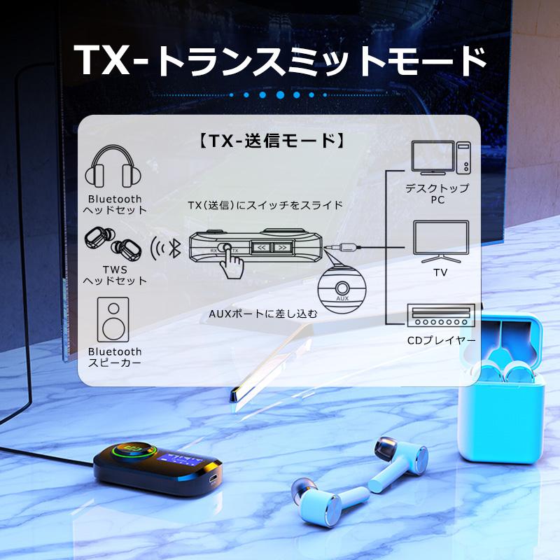 Bluetooth トランスミッター レシーバー ワイヤレス オーディオ ディスプレイ 送受信機 スピーカー 飛行機 PC ゲーム機 ヘッドホン 2台同時 送信機 受信機 |  | 02