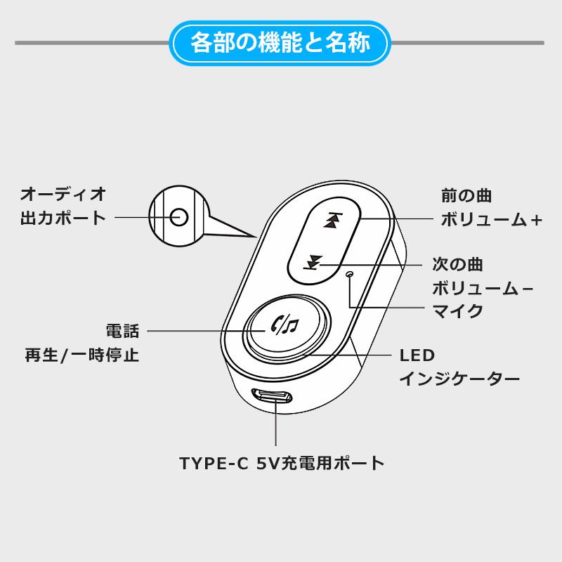bluetooth レシーバー aux車載用 受信機 オーディオ 高音質 ワイヤレス USB 充電式  スピーカー スマートフォン タブレット 浴室 カーナビ 無線 |  | 10