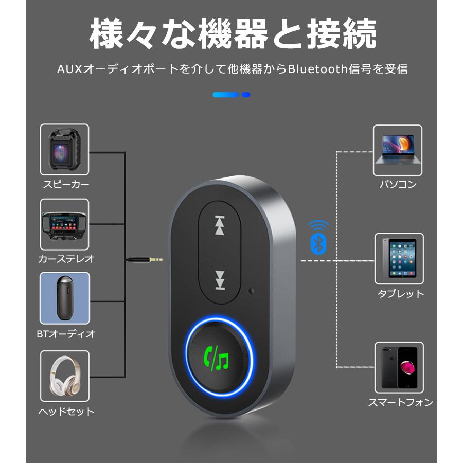 bluetooth レシーバー aux車載用 受信機 オーディオ 高音質 ワイヤレス USB 充電式  スピーカー スマートフォン タブレット 浴室 カーナビ 無線 |  | 02