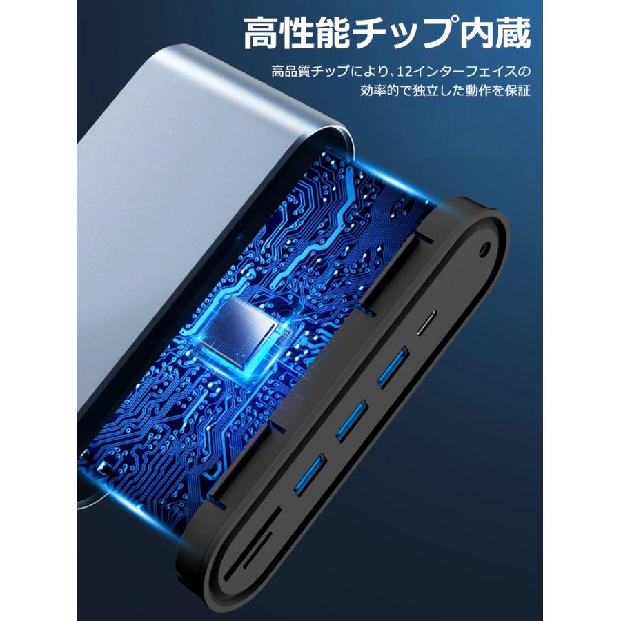 USB C タワー型 ハブ 12ポート ドッキングステーション 4K HDMI VGA