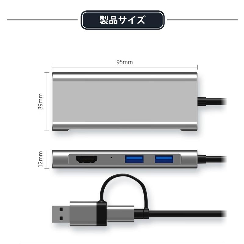 USB-A USB-C 両対応 トリプルディスプレイ対応 HDMI バスパワー ハブ