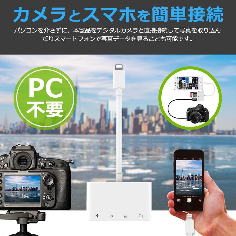 iPhone iPad SD カードリーダー データ 転送 充電 写真 バックアップ 4in1 USB 接続｜newidea｜06