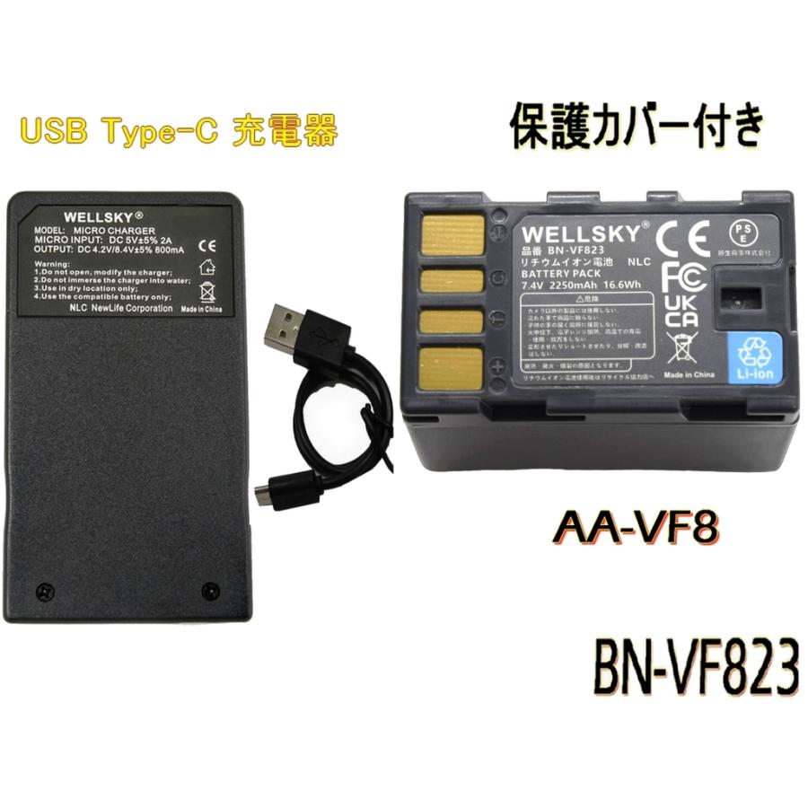 BN-VF823 互換バッテリー 1個 + [ 超軽量 ] USB Type-C 互換充電器