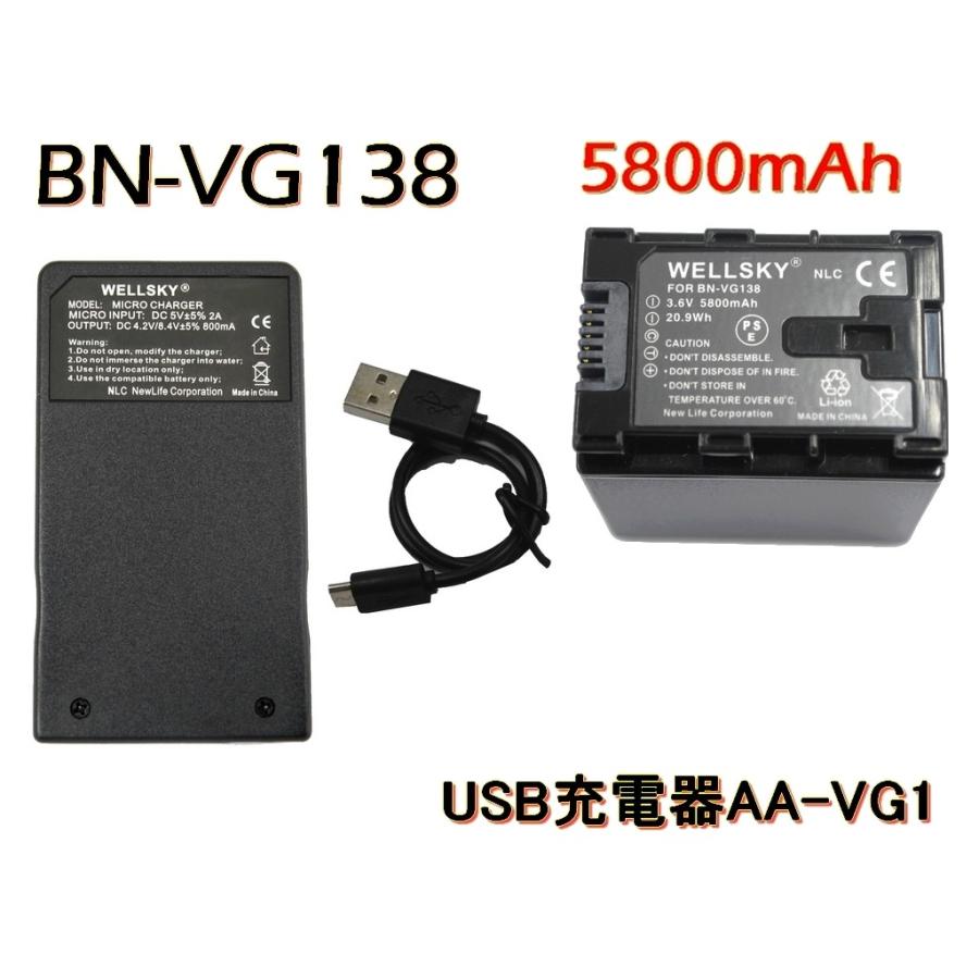 BN-VG138 BN-VG129 互換バッテリー 数量は多 1個 amp; AA-VG1 最旬トレンドパンツ Type-C USB 急速 バッテリーチャージャー 超軽量 互換充電器