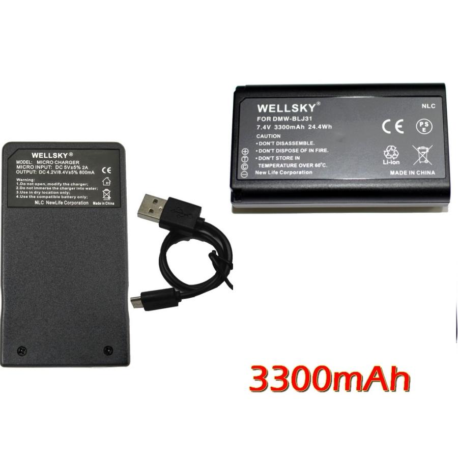 DMW-BLJ31 互換バッテリー 3300mAh 1個 & DMW-BTC14 [ 超軽量 ] USB