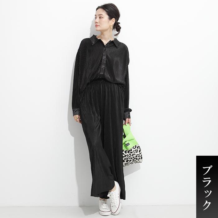 Dark Angel プリーツ脚長ワイドパンツ シアーパンツ ワイド