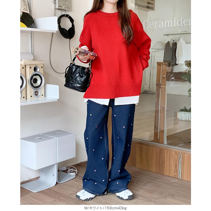 Dark Angel 裏起毛シャツ切り替えレイヤードトップス インナー カフス  