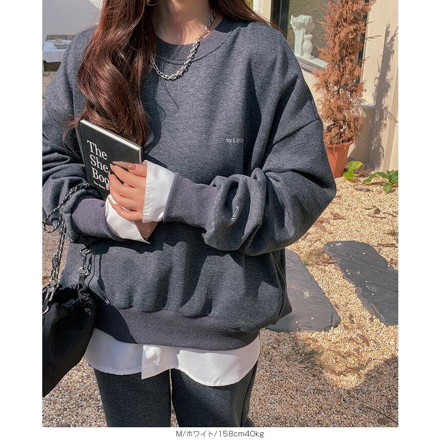 天才商品！1弾 レイヤード風シャツ切り替え裏起毛トップス｜伸縮性抜群