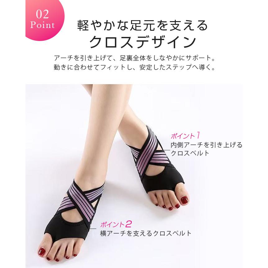 ヨガソックス つま先なし ピラティスソックス 滑り止め 靴下 指なし
