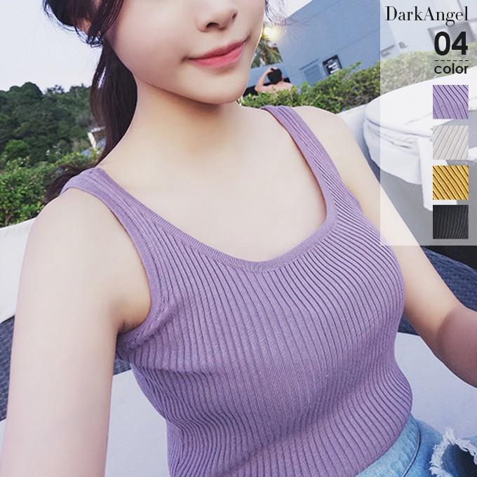 リブニットタンクトップ レディース インナー リブニット カットソー 背中あき 大人 おしゃれ かわいい 春夏 リブニット タンクトップ In03 2151 Dark Angel ダークエンジェル 通販 Yahoo ショッピング
