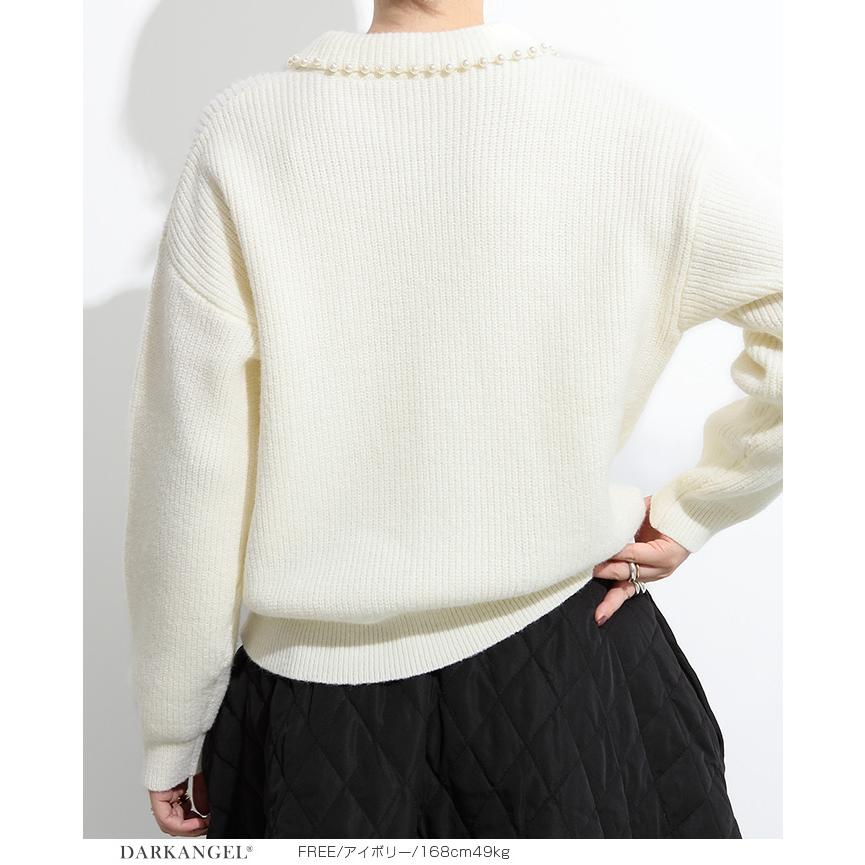 Dark Angel 襟パールリブニット 襟付きニット 秋冬新作 秋 冬 秋冬  