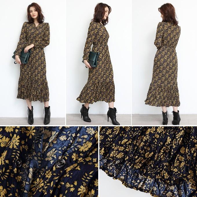 花柄ワンピース ワンピース フリル Vネック 花柄 ロングワンピース ワンピース ウエストゴム クシュクシュ花柄ジョーゼット生地ワンピース 冬 新作 Op1911 15 Dark Angel ダークエンジェル 通販 Yahoo ショッピング