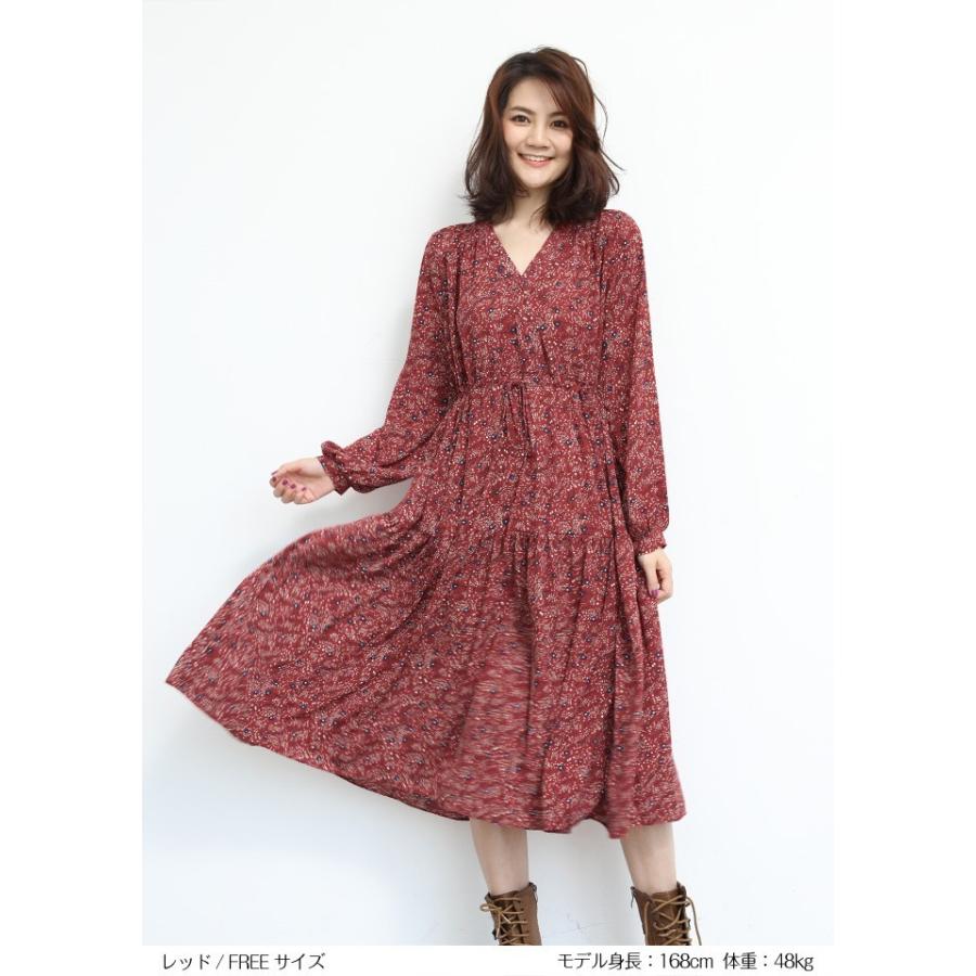 小花柄ティアードワンピース 花柄ワンピース 長袖 Vネック ワンピース 花柄 ティアード ロングワンピース ウエストゴム ミモレ丈 きれいめ ロング 春 新作 Op1912 1774 Dark Angel ダークエンジェル 通販 Yahoo ショッピング