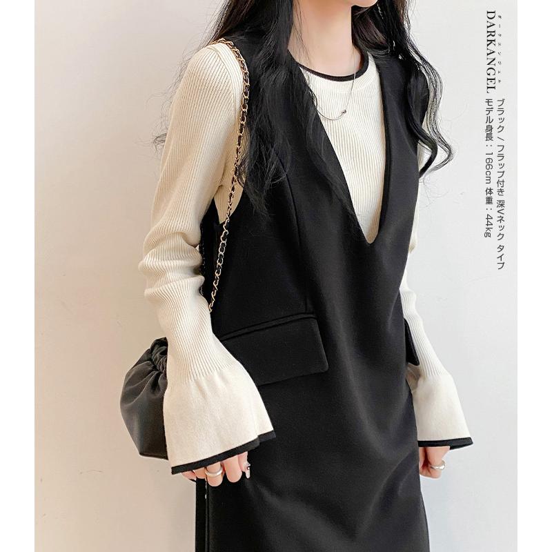 Dark Angel ワンピース ジャンパースカート 秋冬 ポケット付き Dark Angel ワンピース ジャンパースカート 秋冬 ポケット付き