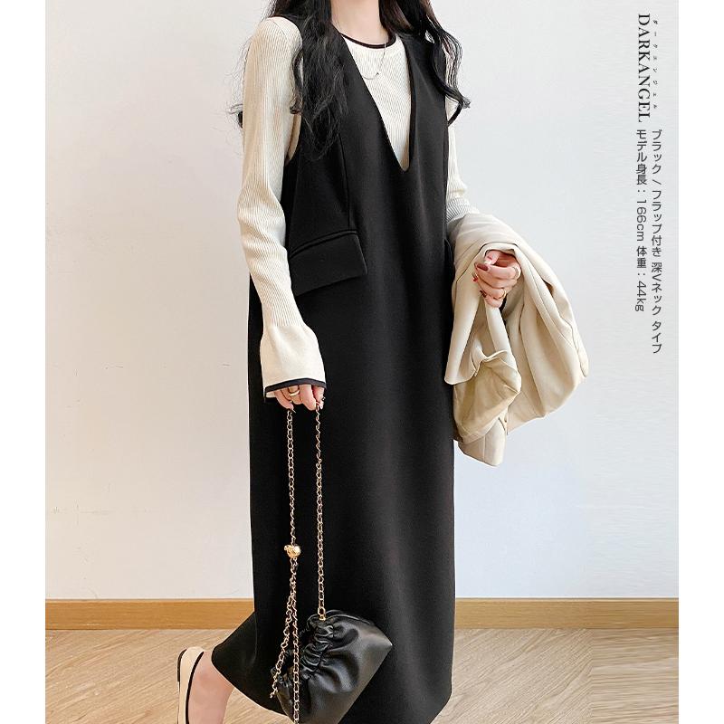 Dark Angel ワンピース ジャンパースカート 秋冬 ポケット付き Dark Angel ワンピース ジャンパースカート 秋冬 ポケット付き