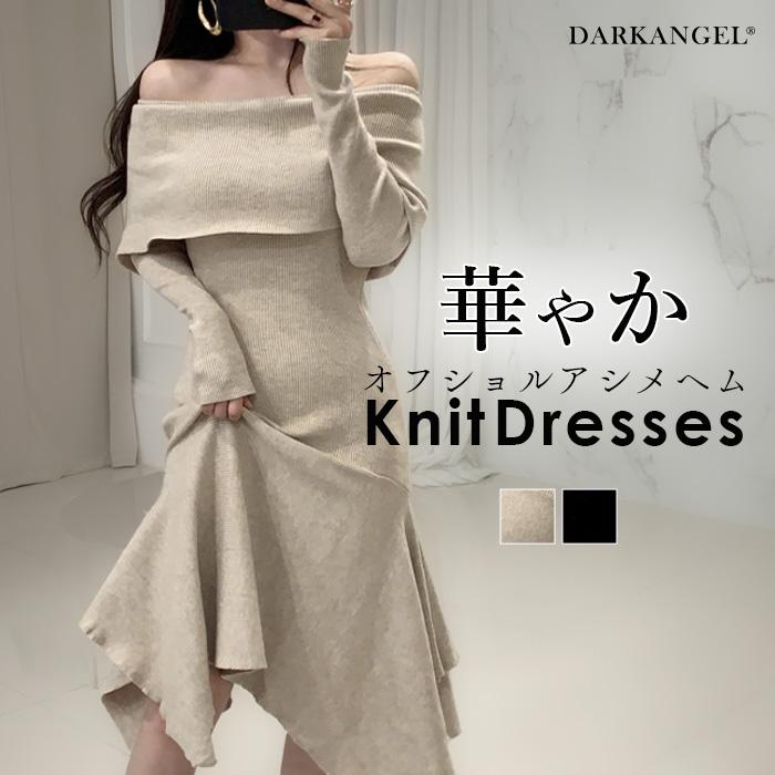 Dark Angel オフショルアシメヘムニットワンピース レディース A Dark Angel オフショルアシメヘムニットワンピース レディース A