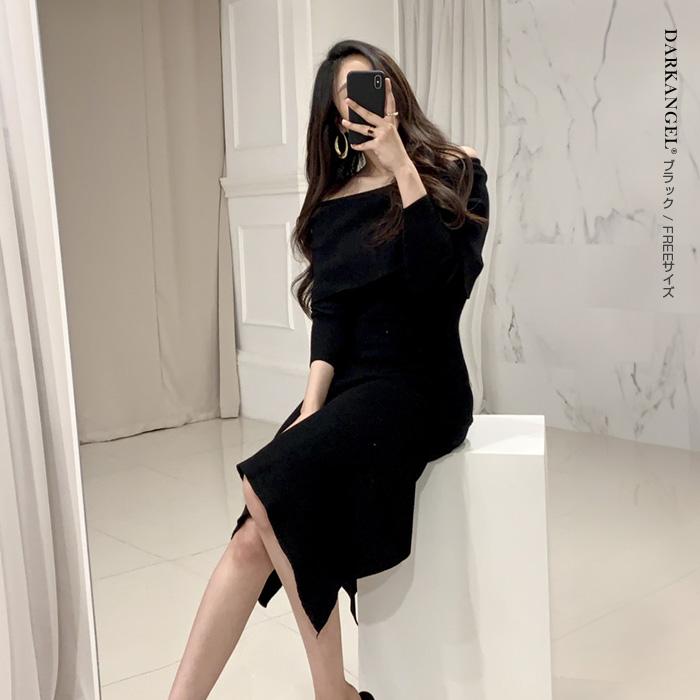 Dark Angel オフショルアシメヘムニットワンピース レディース A Dark Angel オフショルアシメヘムニットワンピース レディース A