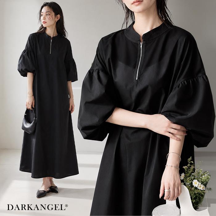 LEONARD 半袖 ワンピース LL ブラック Dark Angel（ダークエンジェル） ワンピース レディース 黒 ロング