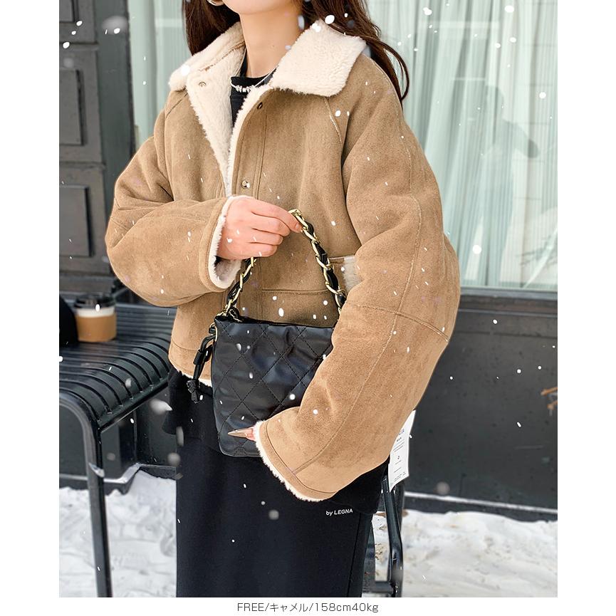 Dark Angel ボアバッグ付きスエードコート フェイクムート ジャケット 