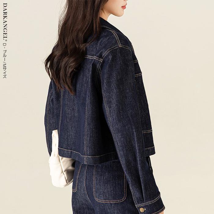 デニムライクショートジャケット♥︎INDIGO♥︎Fサイズ ショート丈デニムジャケット（デニムジャケット）｜DOUBLE