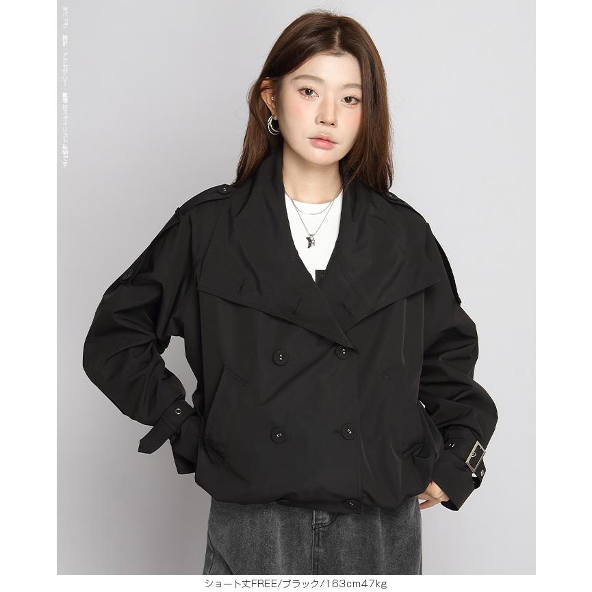 【BURBERRY】黒 ダブルブレストショート丈ジャケット Dark Angel（ダークエンジェル） 立ち襟 トレンチ風 防水 ショート丈