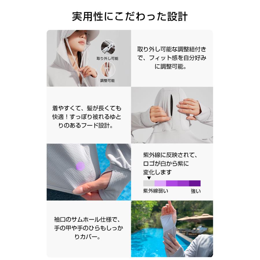 新品タグ付き yori  UVカット パーカー ダブルフレア Yori 良品 ヨリ ダブルフレアメッシュパーカー Fサイズ ブラック