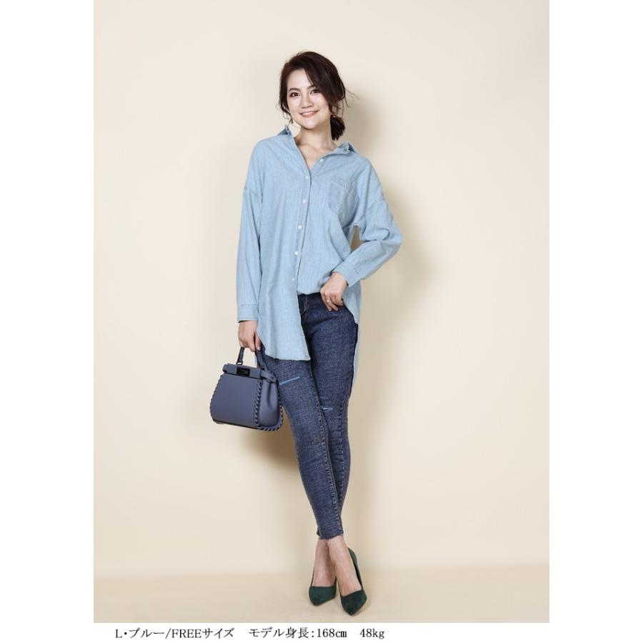 デニムシャツ ダンガリーシャツ ワンピース シャツワンピ チュニック ダンガリーシャツワンピ 前後アンバランス丈 Otm1811 1639 Dark Angel ダークエンジェル 通販 Yahoo ショッピング