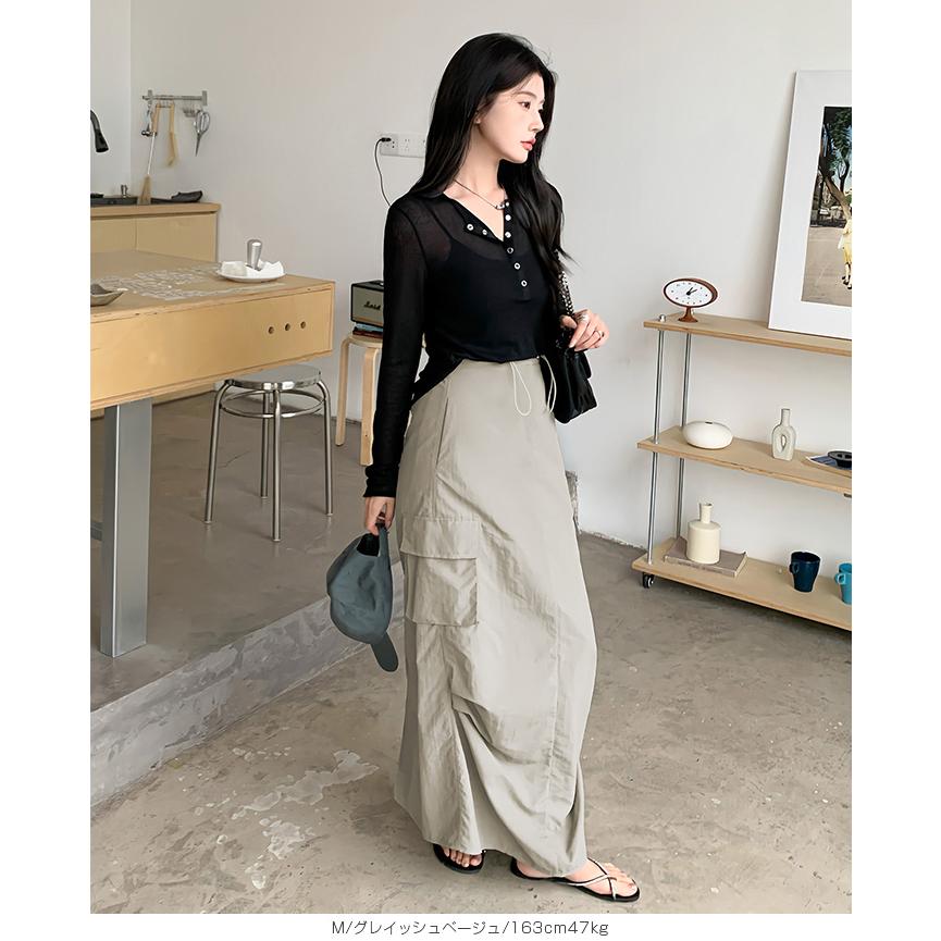 完売品 ⭐️新品タグ付き ⭐️XS ANEW レディース　スカート　ブラック Dark Angel ウエストドロストカーゴスカート レディース ロング