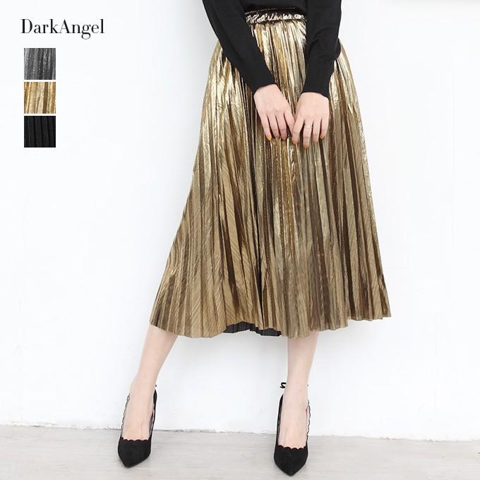 メタリック プリーツスカート ロングスカート ミモレ丈スカート ロング プリーツ ボトムス レディース 光沢感 秋物 秋 夏 着回し Sk1908 04 Dark Angel ダークエンジェル 通販 Yahoo ショッピング